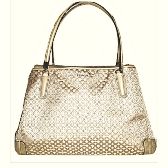 Coach Madison Op Art Pearlescent Fabric Carryall Shoulder Bag 30681 - Picture 1 of 16